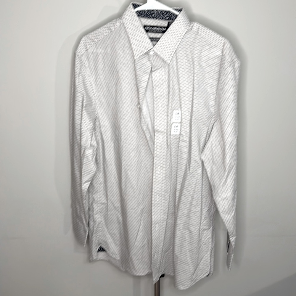 NWT Nick Graham modern fit button up 16-16.5 32-33. Gray pattern - Picture 2 of 7